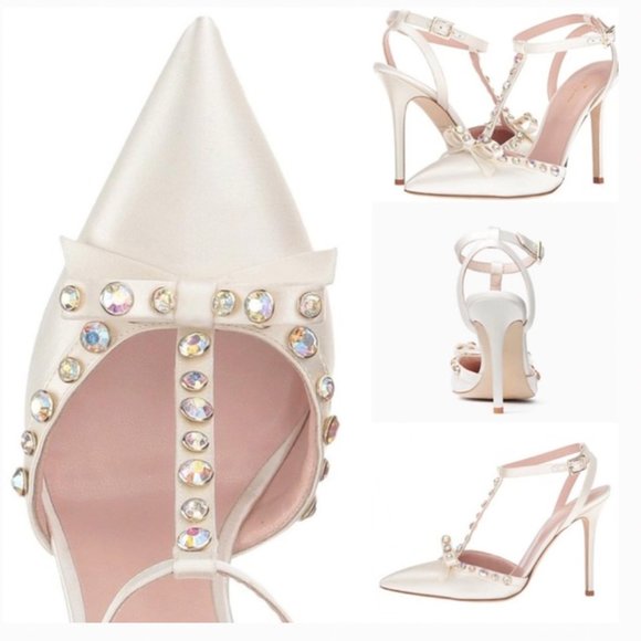 LOOKING TO PURCHASE: kate spade lydia studded heels shoes size 6 WHITE AND BLACK - Picture 2 of 4